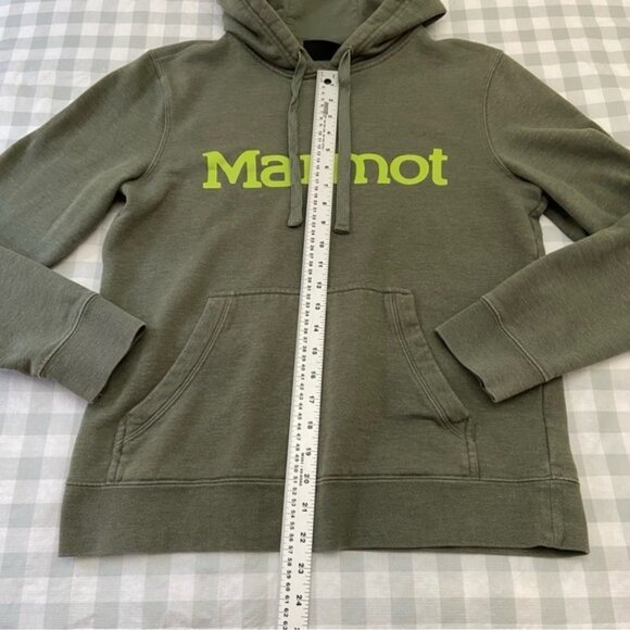 Marmot hoodie sweatshirt green cotton blend graphic long sleeves unisex Small - Picture 5 of 8